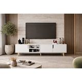 Vertex Mobilya Latina Ahşap Ayaklı Tv Ünitesi Tv Sehpası 180 Cm Beyaz Ekru