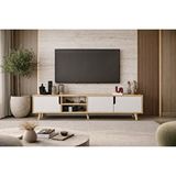 Vertex Mobilya Latina Ahşap Ayaklı Tv Ünitesi Tv Sehpası 180 Cm Safir Meşe - Beyaz
