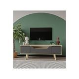 Vertex Mobilya Roma Ahşap Ayaklı Tv Ünitesi Tv Sehpası Safir Meşe - Antrasit 150 Cm
