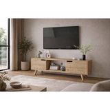 Vertex Mobilya Siena Ahşap Ayaklı Tv Ünitesi Safir Meşe Televizyon Konsolu 140 Cm Ekonomik Modül Sehpa