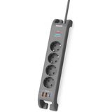 Verto Phılıps SPN4140GA/62, 4 Soket, Akım Korumalı Priz, 2400 Joules, 2mt Kablo, 1xusb-C Pd 20W Hızlı Şarj, 2xusb-A Qc 18W, (Gri)