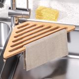 VERTORGAN Lavabo Köşesi için Bulaşık Kurutma Rafı, Lavabo Üstü Bambu Bulaşık Süzgeci Kurutma Rafı, Mutfak için Bulaşık Süzgeci Mat, Lavabo Aksesuarları (Doğal)