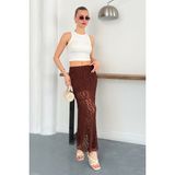 Very Moda Dantel Abiye Etek | F1887 - Kahve