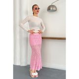 Very Moda Dantel Abiye Etek | F1887 - Pembe