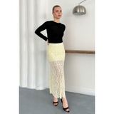 Very Moda Dantel Abiye Etek | F1887 - Sarı