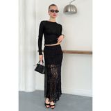 Very Moda Dantel Abiye Etek | F1887 - Siyah