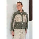 Very Moda Dantel Detatlı Kot Ceket | F1758 - XL - Haki