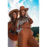 Very Moda Dantel Detaylı Süet Görünümlü Kadın Gömlek Ceket - | F1957 - XL - Taba