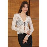 Very Moda Dügmeli Dantel Ceket | F2072 - Krem