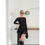 Very Moda Pullu Asimetrik Etek | D2932 - Siyah