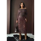 Very Moda Tüy Pullu Etek | F1621 - Kahve - S