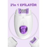 VeryFit 2 In 1 Tüm Vücut Epilatör 2 Kademeli Hız Ayarlı Kablosuz Tüy Alma Hassas Epilasyon Makinesi - Mor - Beyaz