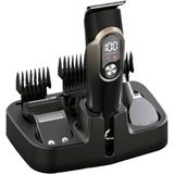 VeryFit 5'i 1 Arada Çok Işlevli Tıraş Makinesi LCD Ekranlı Kablosuz Kullanım Siyah Renkli