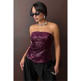 VERYMODA Arkadan Fermuarlı Straplez Bluz - Mürdüm | F2056