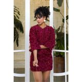 VERYMODA Bordo Gül Desenli Tül Ceket | F1754