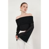 VERYMODA D 2977 UZUN KOL TÜL BLUZ - SİYAH | D2977
