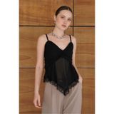 VERYMODA D 2979 ASKILI DANTEL DETAYLI TÜL BLUZ - SİYAH | D2979