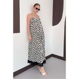VERYMODA D 3069 DANTEL DETAYLI PUANTİYELİ PLİSE ELBİSE - KREM | D3069