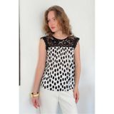 VERYMODA D 3070 DANTEL DETAYLI PUANTİYELİ PLİSE BLUZ - KREM | D3070