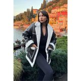 VERYMODA Deri Kürklü Mont - Siyah Krem | | F1537 - Siyah Krem
