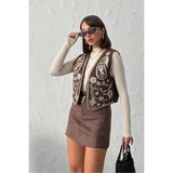 VERYMODA Fitili Kadife Nakışlı Yelek - Kahve | VMF2010