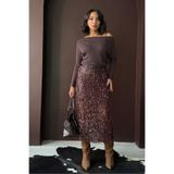 VERYMODA Kahve Tüy Pullu Etek | F1621