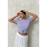 VERYMODA Lila Beli Gipeli Pitikareli Bluz | D1430