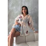 VERYMODA Nakışlı Organze Gömlek - Taş | F1690