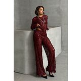 VERYMODA Pullu Tül Abiye Pantolon - Bordo | F1611