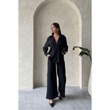 VERYMODA Siyah Keten Pantolon | D2381 - Siyah