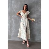 VERYMODA Zümrüt Desen Kolu Fırfırlı Bağlamalı Elbise | VMD2549