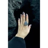 Vesaire Accessories Antik Eskitme Gümüş Kaplama Antik Vintage Kafatası Gotik Kuru Kafa, Motifli Ayarlanabilir Yüzük