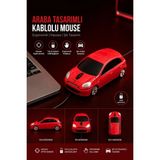 Vesamax Suv Araba Şeklinde 1200 Dpı 3 Düğmeli USB Kablolu Optik Mouse - Kırmızı