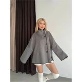 Vesantia Kadın Füme Oversize Çoban Dikişli Ceket