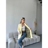 Vesantia Kadın Limon Sarısı Leopar Astar Detaylı Blazer Ceket - XL