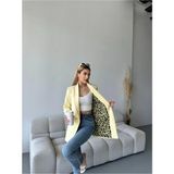Vesantia Kadın Limon Sarısı Leopar Astar Detaylı Blazer Ceket