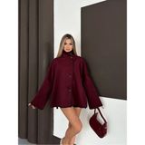 Vesantia Kadın Mürdüm Oversize Çoban Dikişli Ceket