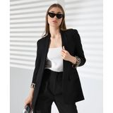 Vesantia Kadın Siyah Leopar Astar Detaylı Blazer Ceket