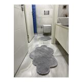 vescarpet station Lazer Kesim Peluş 2'li Bulut Beyaz Banyo Paspas Takımı (60 X 100) - (50 X 60)