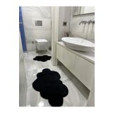 vescarpet station Lazer Kesim Peluş 2'li Siyah Banyo Paspas Takımı (60 X 100) - (50 X 60)