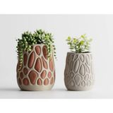 Vesica Dekoratif Saksı - Ekru Modern Modern Bitki Saksısı 9,5 cm - 80x80x95mm