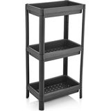 Vesken 3 Katlı Modüler Dikdörtgen Raf Ünitesi 23 x 36 x 71 cm Mutfak Rafı, Banyo Rafı - Siyah