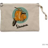 Vespa Circle Krem Clutch Astarlı Cüzdan / El Çantası - 25x18cm