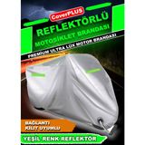 Vespa Gts 150 Motorsiklet Brandası Motor Örtüsü Yeşil Reflektörlü-Gri - Arka Çanta Uyumsuz