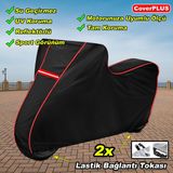 Vespa Gtv 250 Ie Pro Branda Siyah Kırmızı-Dikişli Reflektörlü Motosiket Brandası Motor Örtüsü Çadır Su Geçirmez Motosiklet Kılıfı Motor Brandası - Arka Çanta Uyumsuz