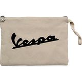 Vespa Logo 2 Krem Clutch Astarlı Cüzdan / El Çantası - 25x18cm