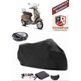 Vespa Primavera 50 Touring Branda Siyah Arka Çanta Uyumlu(Topcase) Motosiket Brandası Motor Örtüsü Çadır Su Geçirmez Motosiklet Kılıfı Motor Brandası,lastikli,taşıma Torbalı