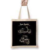 Vespa Scooter Bez Çanta Uzun Saplı - Açık Bej - 40 X 40