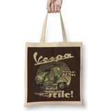 Vespa Tony's Scooter Repair Vintage Look Bez Çanta Uzun Saplı - Açık Bej - 40 X 40