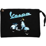 Vespa Vintage Siyah Clutch Astarlı Cüzdan / El Çantası - 25x18cm